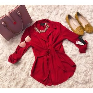 Waist tie red long sleeve top ❤️❤️❤️